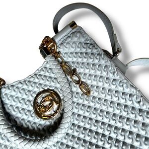 Bebe Erika mini Woven blue moon‎ ni shopper Shoulder Bag with Gold Accents